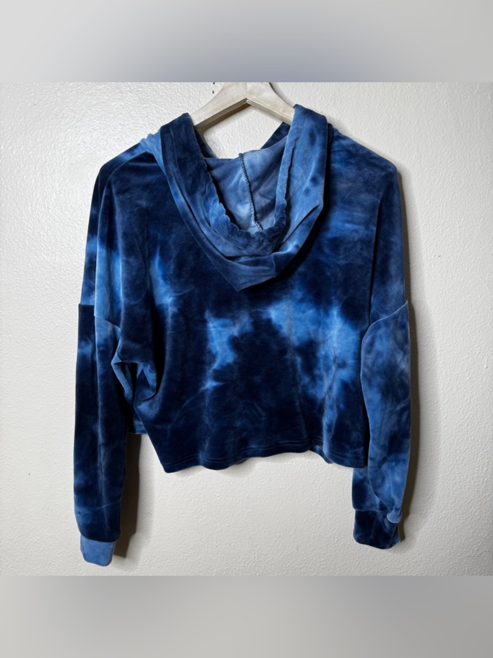 Bebe Sport Hoodie Women's XL Blue Plush Tie Dye Y2K - Picture 9 of 9